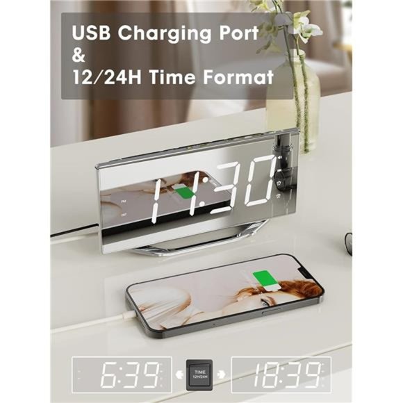 Extra Loud Vibrating Alarm Clock w Bed Shaker for Deep Sleepers Digital Clock - Picture 6 of 6